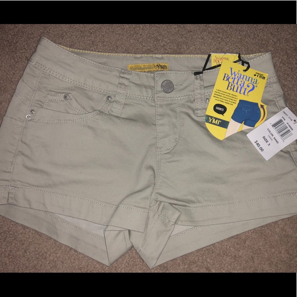 YMI khaki shorts.